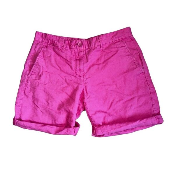 Gap Women's  'The Boyfriend Roll-Up' Linen Blend Shorts in Pink - Size 4 - Picture 2 of 8